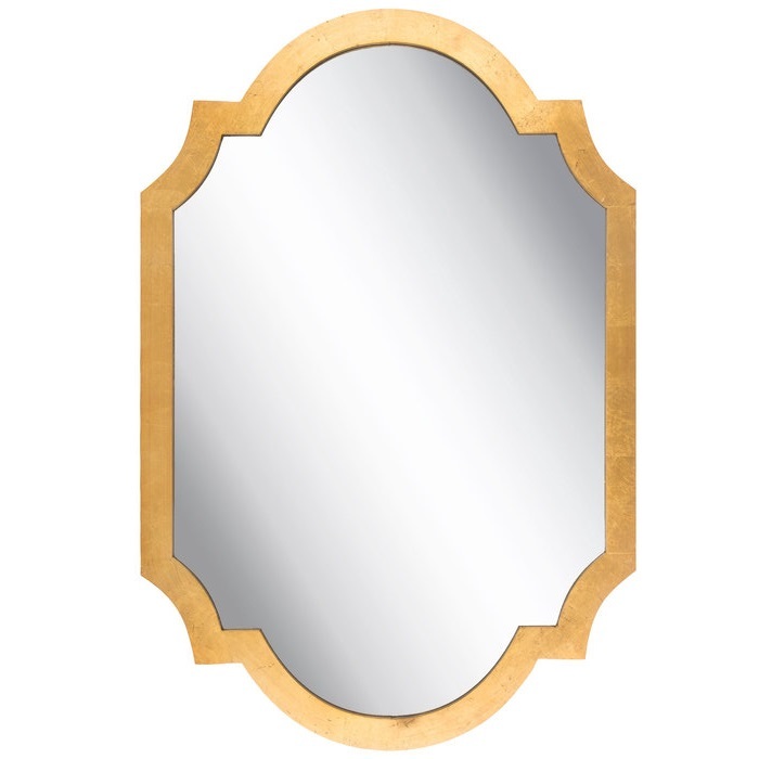 Large Bathroom Wall Mirror Stylish Gold Wood Art Deco Quatrefoil Vanity