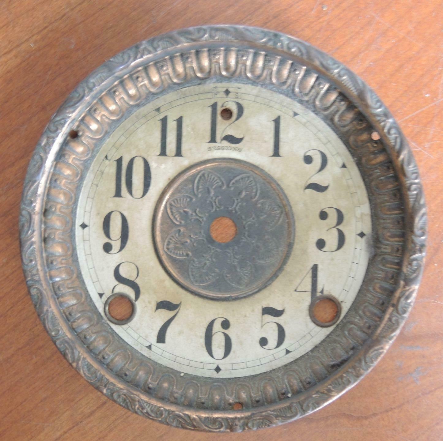 Antique Sessions Paper Clock Face Dial With Bezel For Parts or