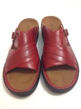 RED Womens LEATHER Sandals Comfort Croc Slip CLARKS 11 Accent Slides On Sz d6wZqTAE