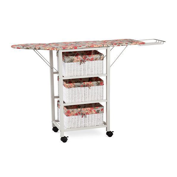 Portable Ironing Board Center Station Storage Cart With Baskets Laundry ...