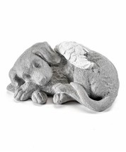 Dog Memorial Statue w White Angel Wings Poly Resin - $59.39
