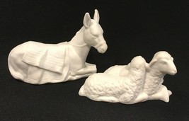 Avon The Sheep and The Donkey Porcelain Nativity Figurines 1983 &amp; 1984 IOB - $19.99