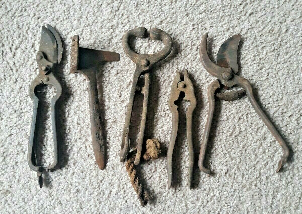 Set of 5 Antique Primitive Vintage Tools