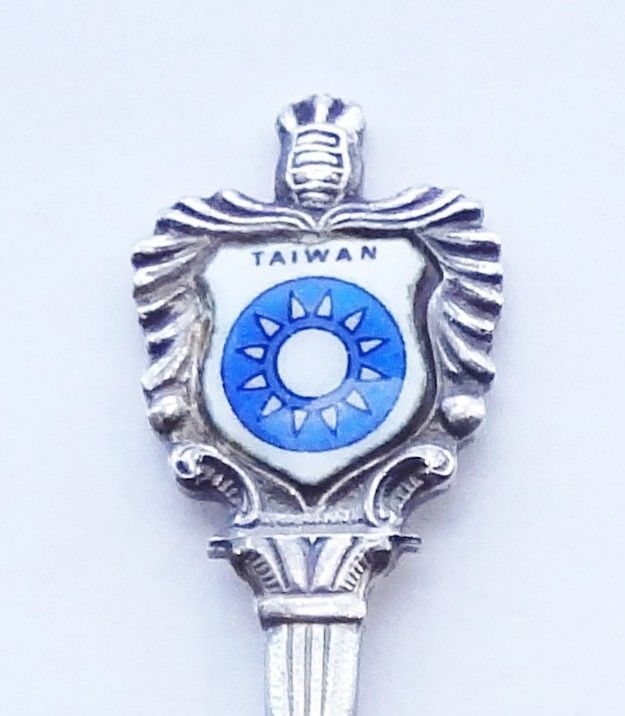 Collector Souvenir Spoon Taiwan National Emblem China Porcelain Enamel ...