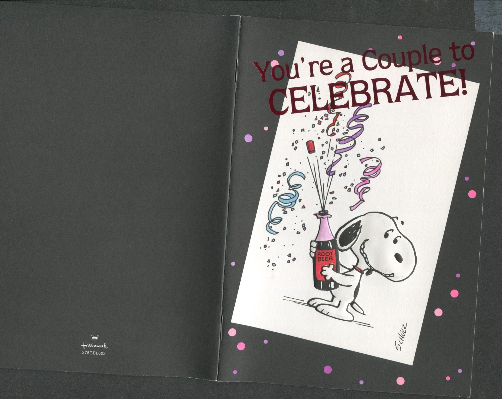 Primary image for 1 Vintage Greeting Card Celebrate Couple trademark Hallmark Snoopy Theme 