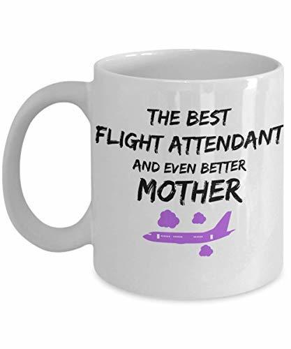 Funny Flight Attendant Mom Coffee Mug Best Mother Gift for Mama Novelty Gag Tea