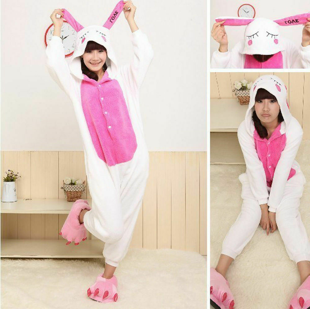 Rabbit Adults Animal Pajamas Kigurumi Cosplay OneXi Sleepwear Costume Party