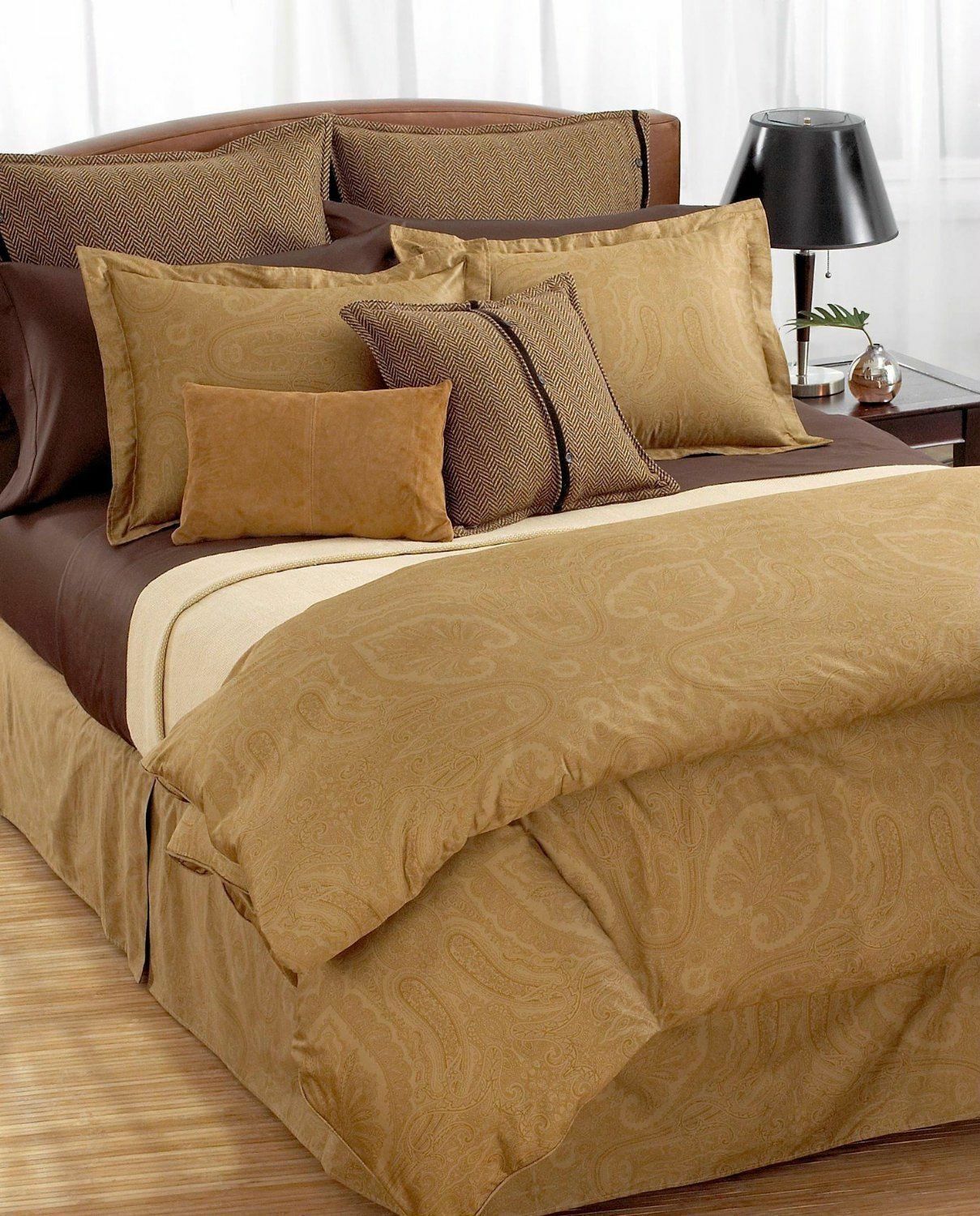 Ralph Lauren Doncaster Paisley Camel 3PC Full/Queen Duvet Cover Set