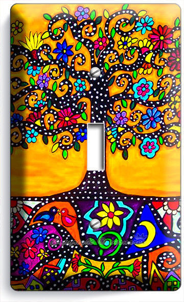 MEXICAN TREE OF LIFE FOLK ART LIGHT SINGLE SWITCH WALL PLATE ROOM HOUSE HD DECOR