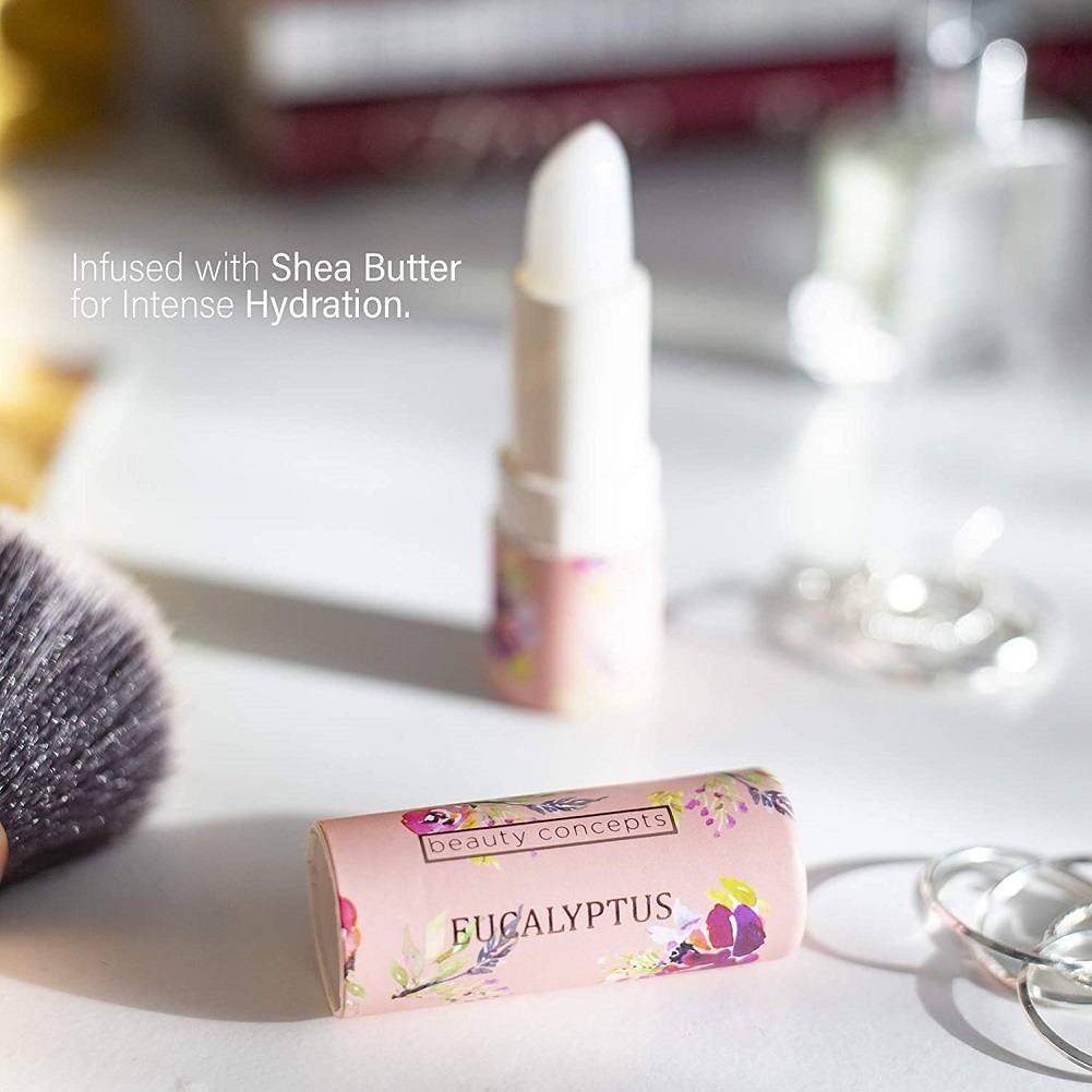 Beauty Concepts Four Piece Lip Balm Collection Lemon Mint, Honey,Shea