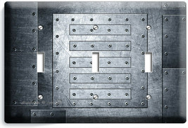 Matal Grunge Steel Rivets Look Light Switch 3 Gang Plates Man Cave Garege Decor - $16.73