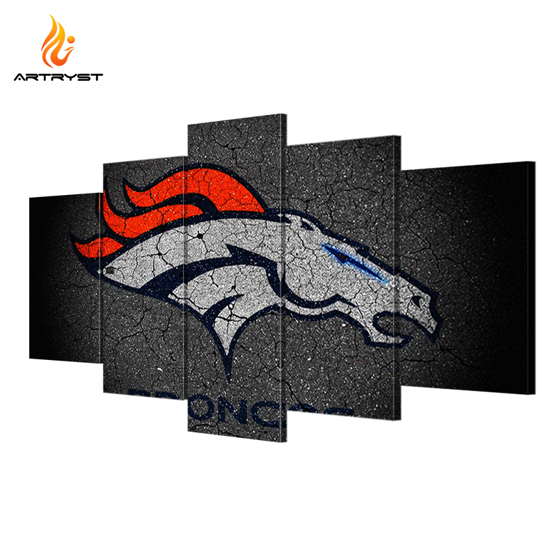 5 Panel Denver Broncos Sports Team HD Canvas Paintings Wall Art Home