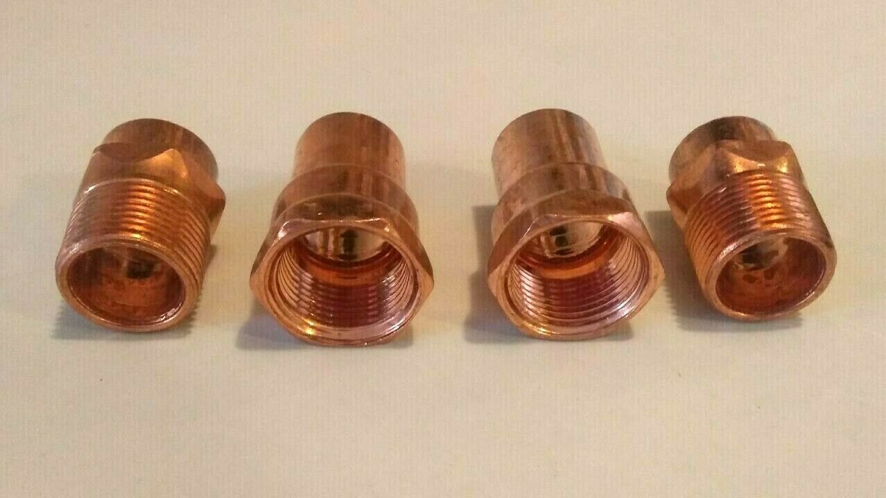 set of 2, 3/4 Copper x male NPT and 2, 3/4 Copper x female NPT(MADE IN