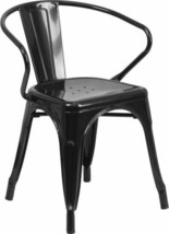 Modern Commercial Grade Black Metal Indoor/Outdoor Chair w/Arms - $113.94