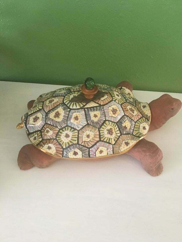 MacKenzie Childs Pottery Ceramic Terra Cotta Lidded Turtle Tureen with ...