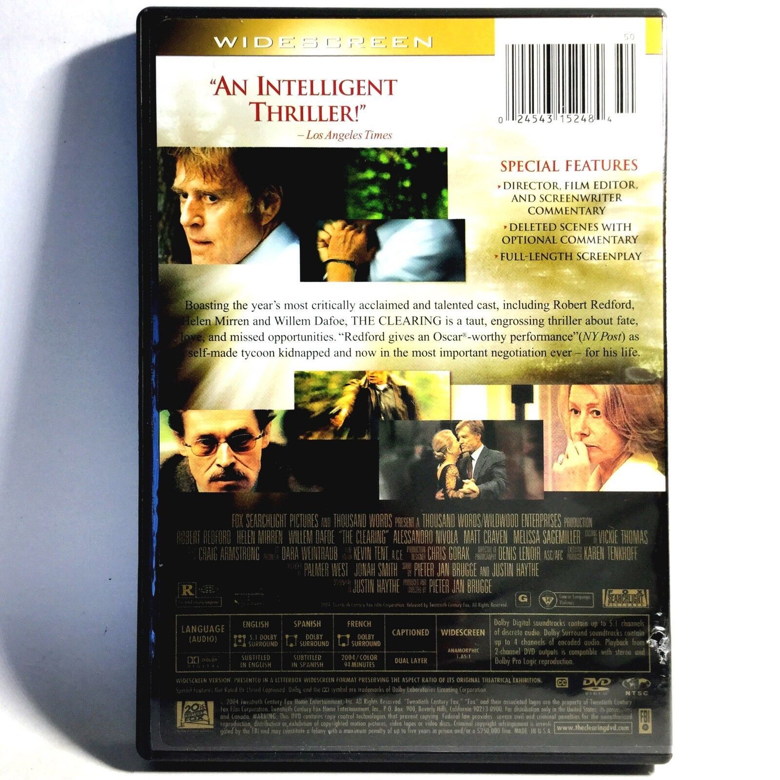 The Clearing (DVD, 2004, Widescreen) Robert Redford Helen Mirren Willem ...