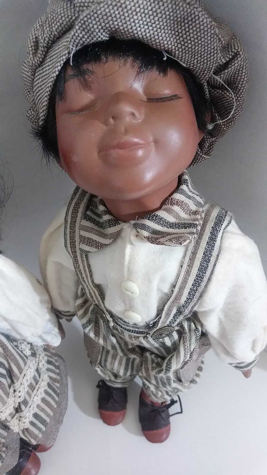 Vintage Pair of African American Porcelain Dolls Boy Girl Sunday Best