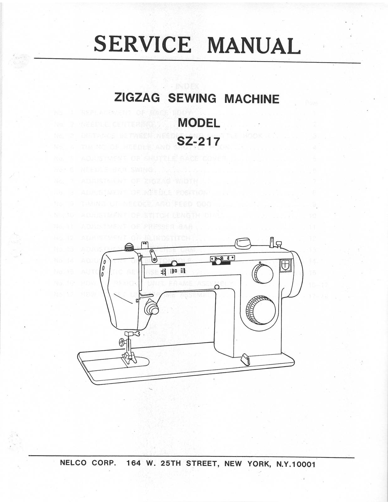 Nelco Pfaff SZA645F SZA645FL Service manual sewing machine Sewing