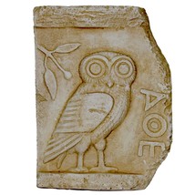 Owl of Athena Minerva Bas Relief Decor Sculpture Symbol of Knowledge &amp; W... - $51.33
