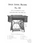 Singer 66 manual for Sewing Machine  Enlarged Back Mount Foot Treadle - $10.99