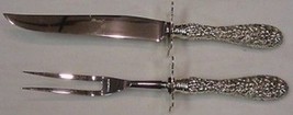 Rose by Stieff Sterling Silver Steak Carving Set 2pc Knife 9 1/2&quot; Fork 8... - $127.71