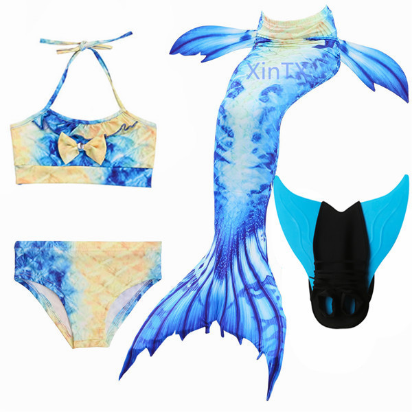 New arrive! Kids Mermaid Tail With Monofin Fancy Girls Swimsuit Bikini Costume