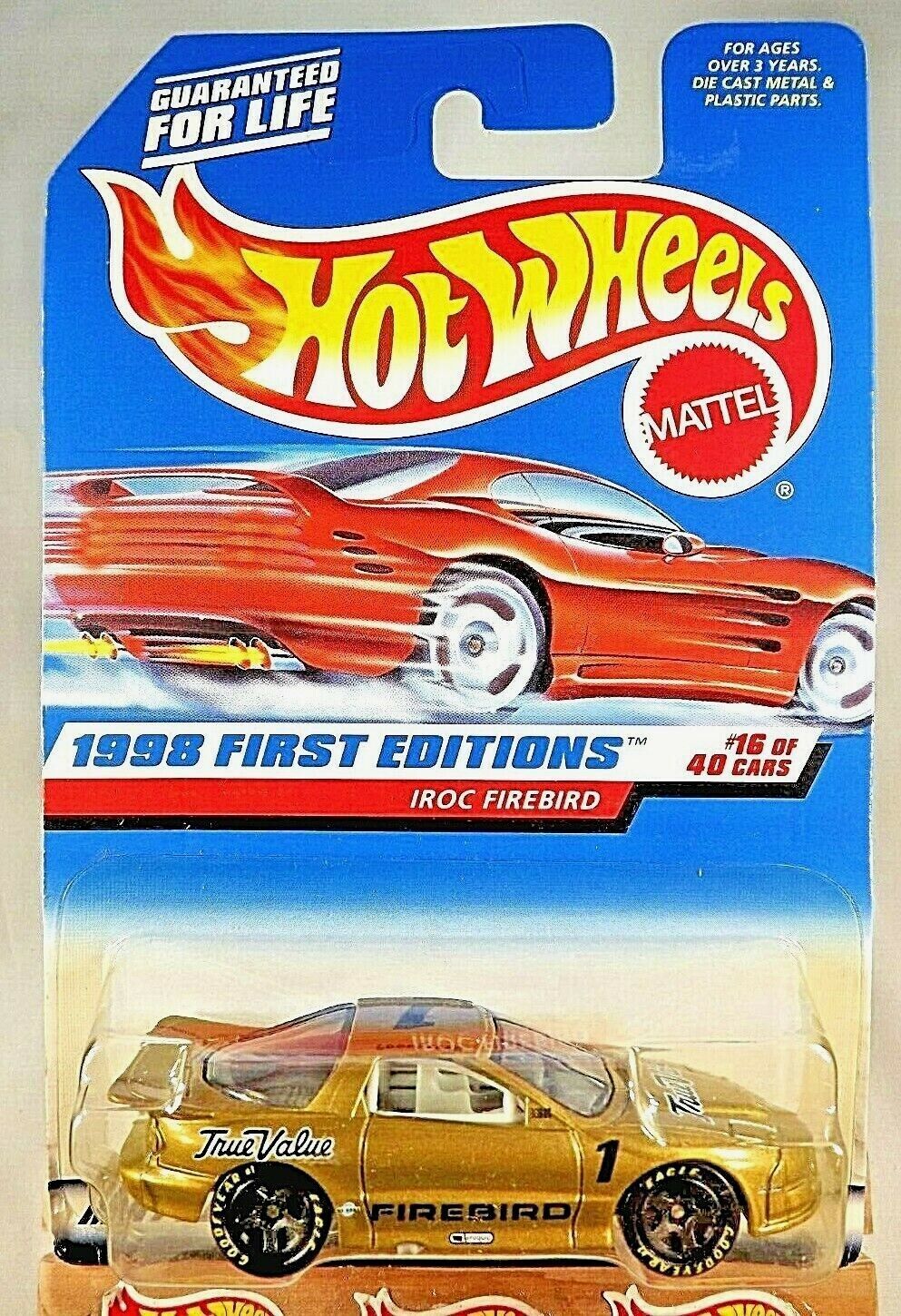 1998 Hot Wheels #653 First Editions 16/40 IROC FIREBIRD Gold w/GDYR Black 5 Sp