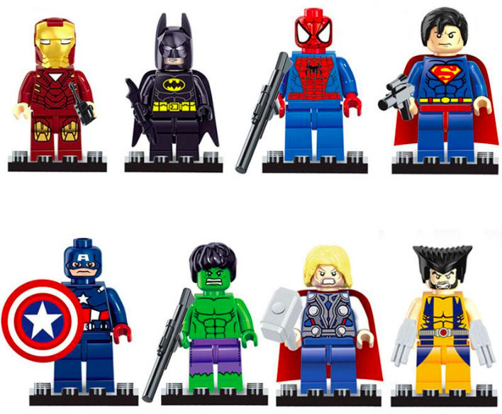 Custom Lego Marvel Avenger / DC Super Mini Figures Full Set Of 8 ...