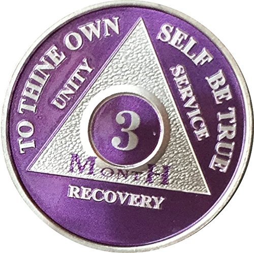 3 Month Purple Silver Plated AA Medallion 90 Day Chip