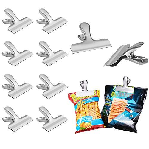 Chip Bag Clips Set of 8 LEYOSOV 3 Inches Wide Stainless Steel HeavyDuty Chip Storage Boxes