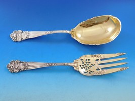 Georgian by Towle Sterling Silver Salad Serving Set 2pc Gold Washed Pierced 9" - $701.91