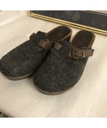 J Crew Clogs Shoes Womens 8m Slip On Grey felt wool Wooden rubber sole  Spain - $30.69