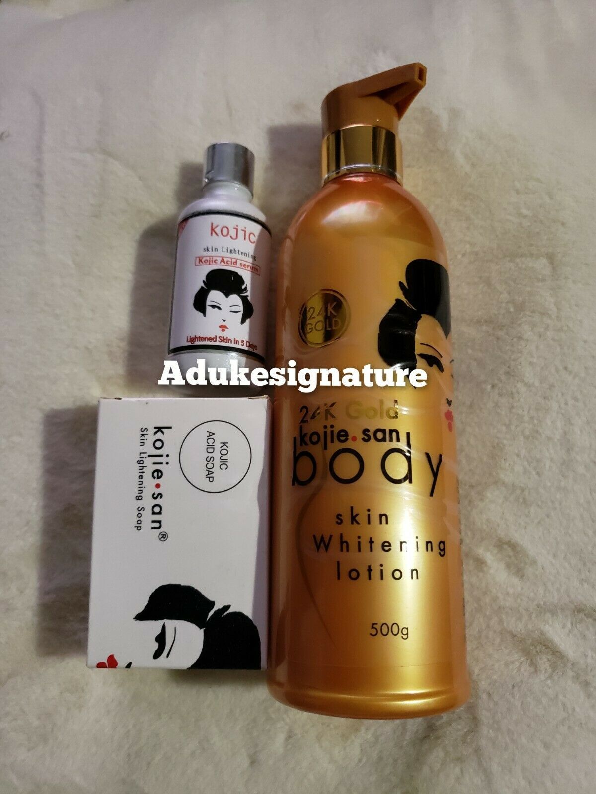 Kojie San Skin Lightening Kojic Acid soap,serum , 24k gold skin