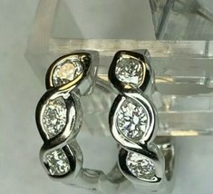 0.50Ct Simulated Diamond Huggie Hoop Earrings Solid 14K White Gold Plated - $104.88