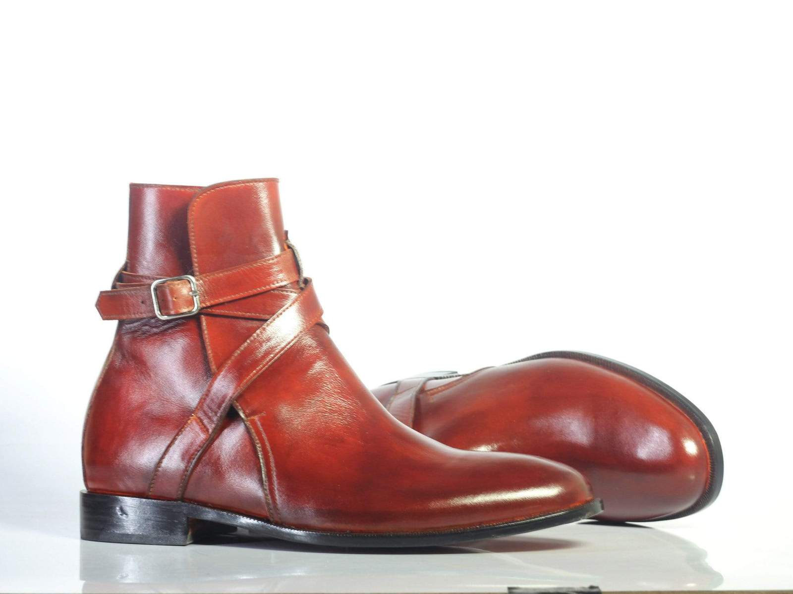 Bespoke Burgundy Leather Ankle Jodhpurs Boots For Men's Boots