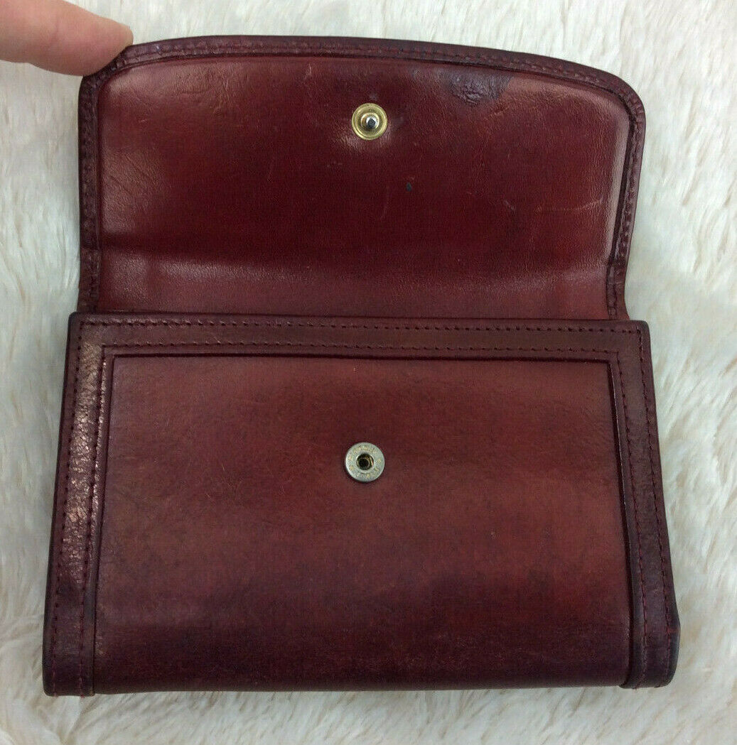 Bosca Leather Wallet Conag Trifold Womens ID Credit Slips Zipper Pocket ...