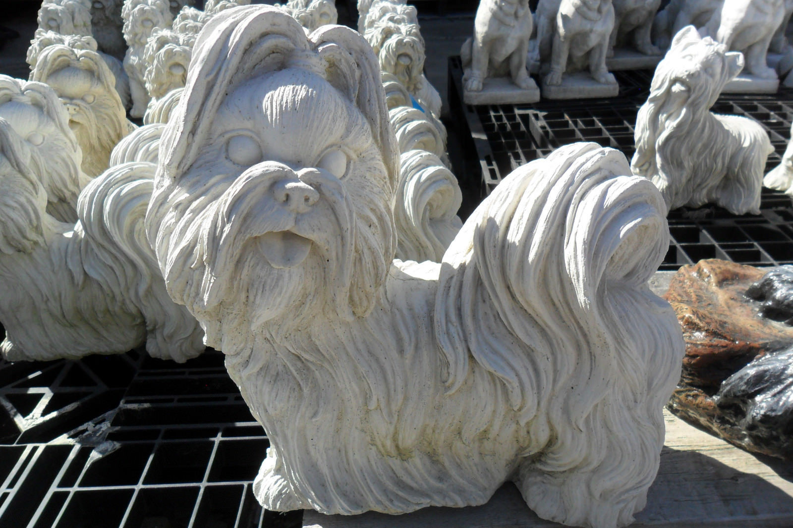 Shih Tzu Dog Concrete Statue Cement Garden Figure - Statues & Lawn