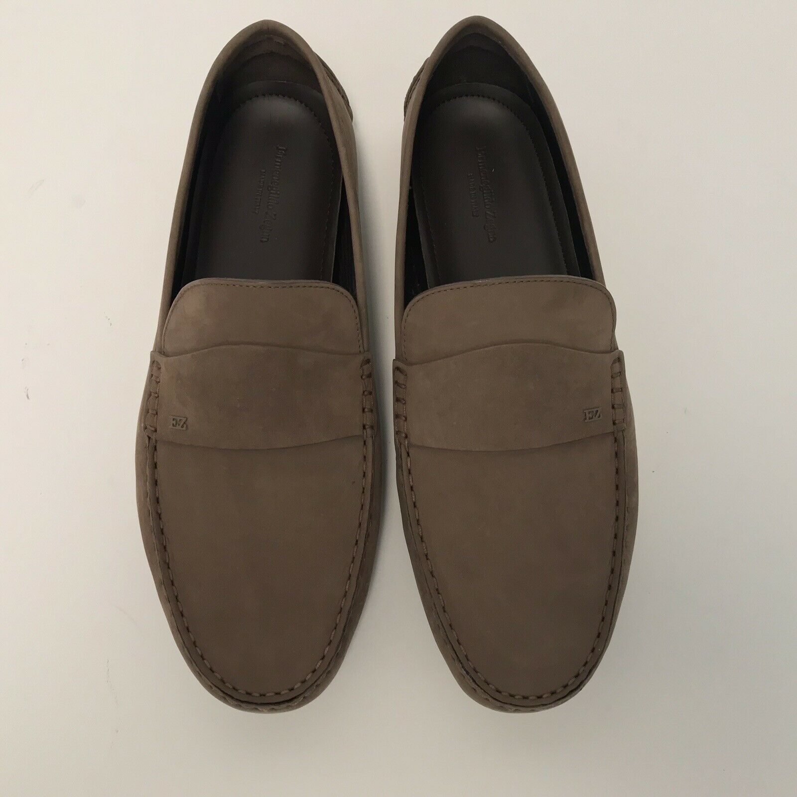 L-1766140 New Ermenegildo Zegna Brown Suede Loafer Shoes Size UK 10 US ...