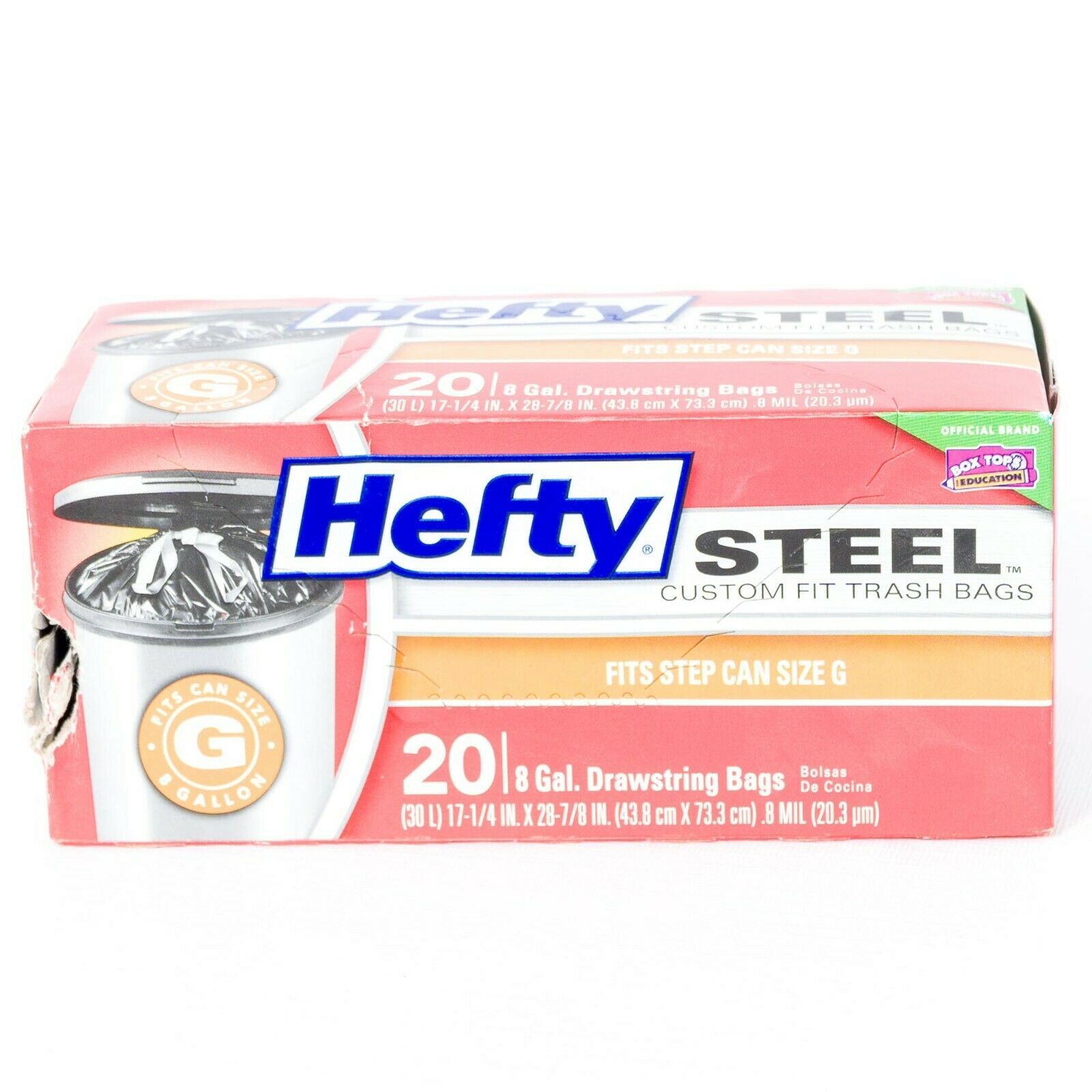 Hefty Steel Drawstring Trash Bags 8 Gallon for Step Cans Size G 20 Bags ...