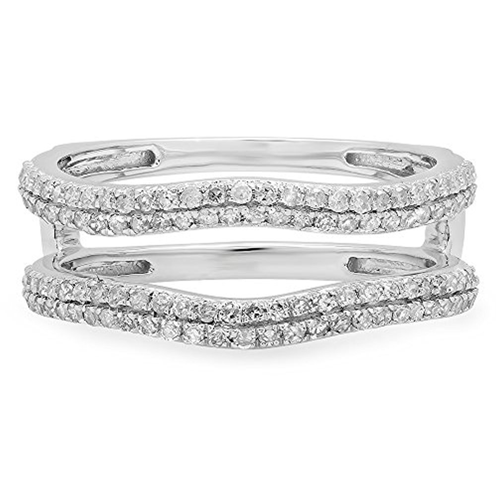 0.48 Carat (ctw) Round Diamond Ladies Wedding Band Enhancer Guard Double Ring