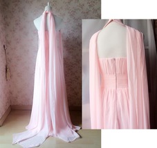 Baby Pink Halter Neck Sleeveless Maxi Cocktail Dress Chiffon Aline Evening Dress image 5