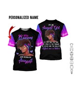 Personalized name August birthday shirt, August shirt for black girl, Af... - $23.99