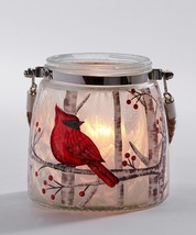 Cardinal Glass Lantern With Rope Handle Red 4.7" High Votive or Tealight Candle  image 2