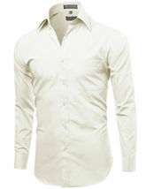 Omega Italy Men's Long Sleeve Solid Barrel Cuff Ivory Dress Shirt w/ Defect 2XL image 3