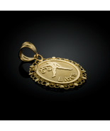 10k Solid Gold Libra Zodiac Sign Filigree Oval Pendant Necklace - $128.60+