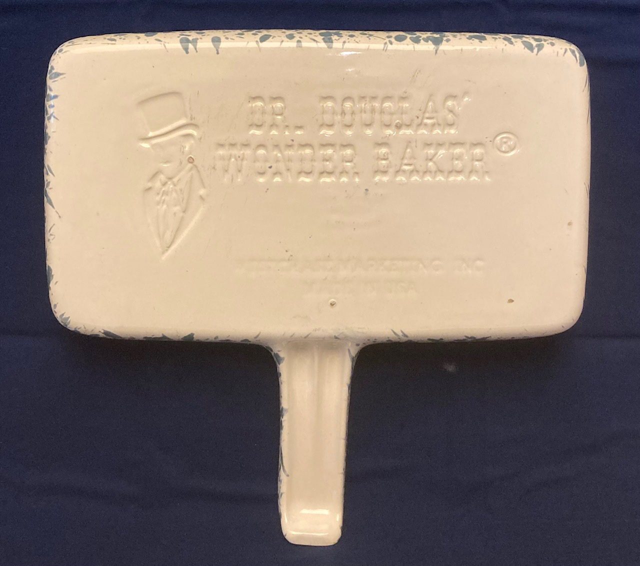 Vintage Dr Douglas Wonder Baker splatterware clay baking pan heavy duty