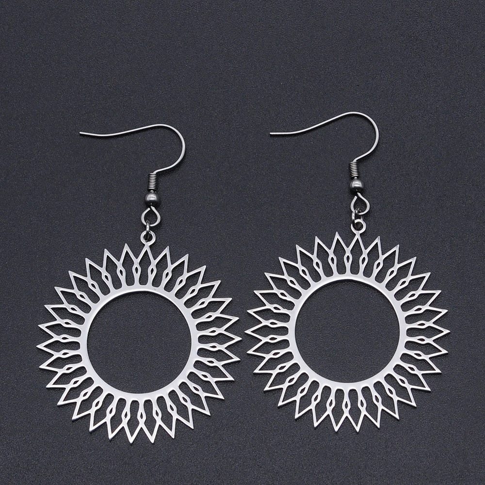 100% Stainless Steel Fashion Geometric Sun Drop Earring for Women Wholesale Uniq