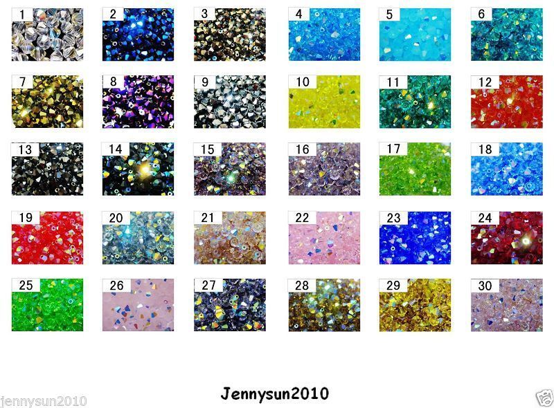 Freeshipping 100Pcs Top Quality Czech Crystal Faceted Bicone Beads 4mm AB Colors