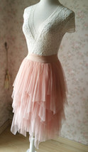 Layered Midi Tulle Skirt Blush Pink Ballerina Tulle Skirt Plus Size Party Skirt image 5