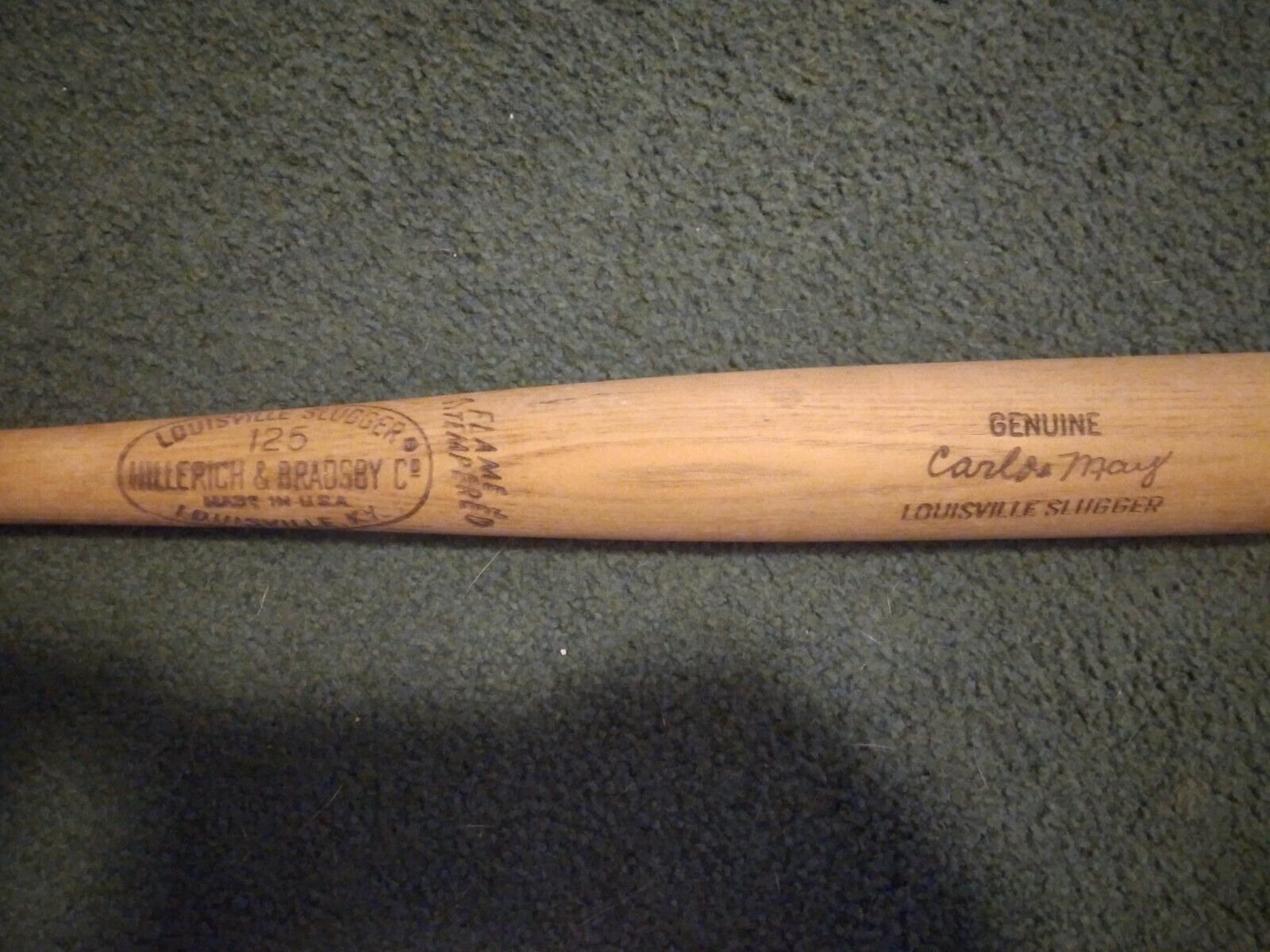 LOUISVILLE SLUGGER 125 Carlos May HILLERICH AND BRADSBY BASEBALL BAT 33 ...